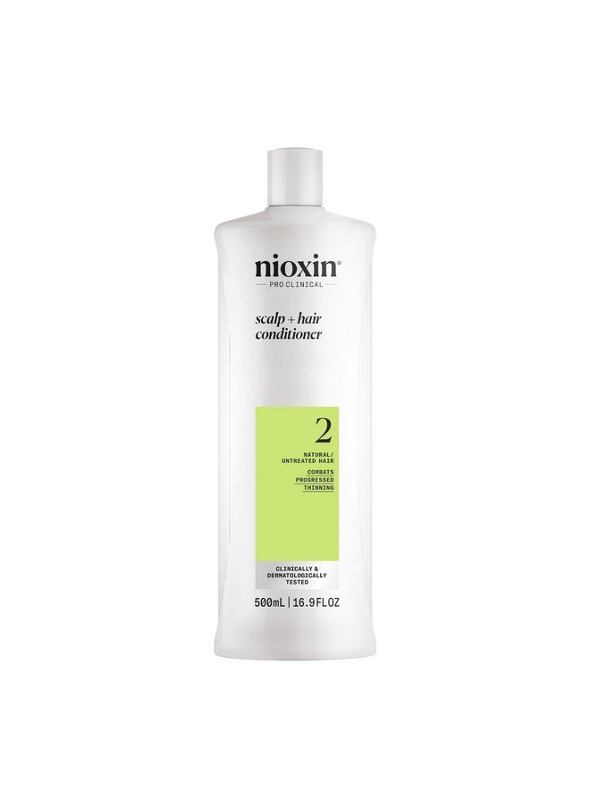 Nioxin Scalp + Hair Thickening System 2 Conditioner, For Natural Hair with Progressed Thinning, 16.9 fl oz (Packaging May Vary)
