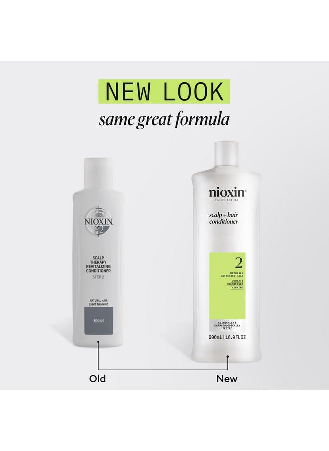 Nioxin Scalp + Hair Thickening System 2 Conditioner, For Natural Hair with Progressed Thinning, 16.9 fl oz (Packaging May Vary)