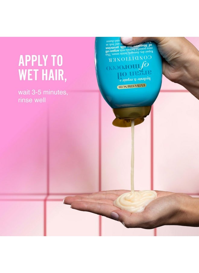 OGX Extra Strength Hydrate & Repair + Argan Oil of Morocco Conditioner for Dry, Damaged Hair, Cold-Pressed Argan Oil to Moisturize Hair, Paraben-Free, Sulfate-Free Surfactants, 25.4 Fl Oz