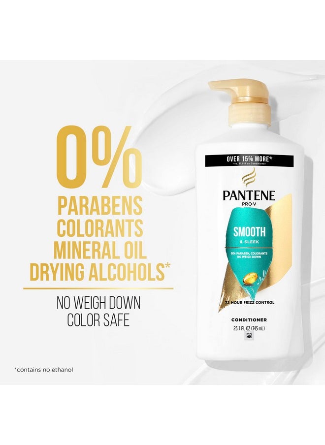 PANTENE PRO-V Smooth & Sleek Conditioner, 25.1 oz, Twin Pack and Intense Rescue Shot Treatment 0.5 oz for dry hair