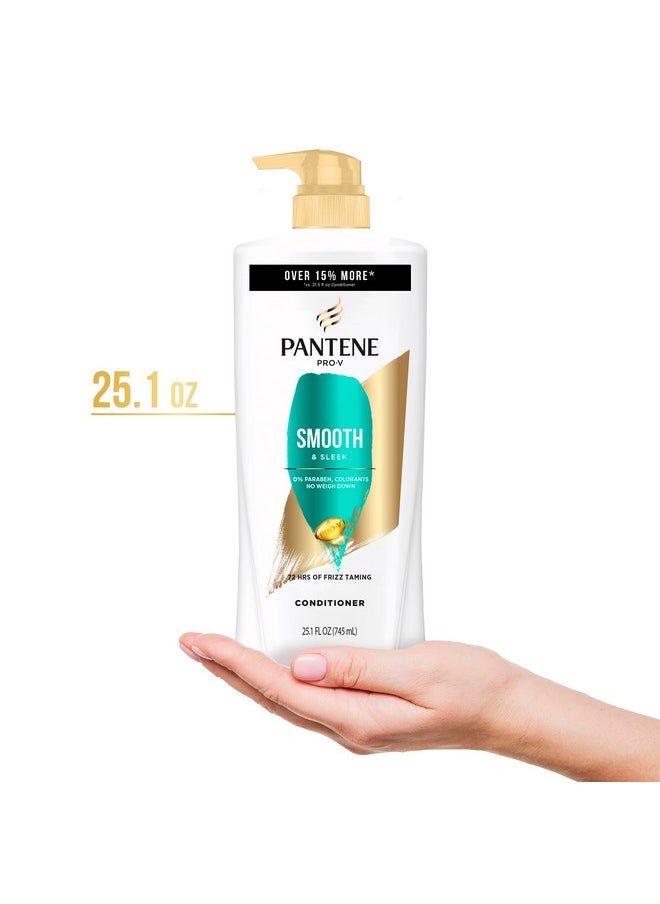 PANTENE PRO-V Smooth & Sleek Conditioner, 25.1 oz, Twin Pack and Intense Rescue Shot Treatment 0.5 oz for dry hair