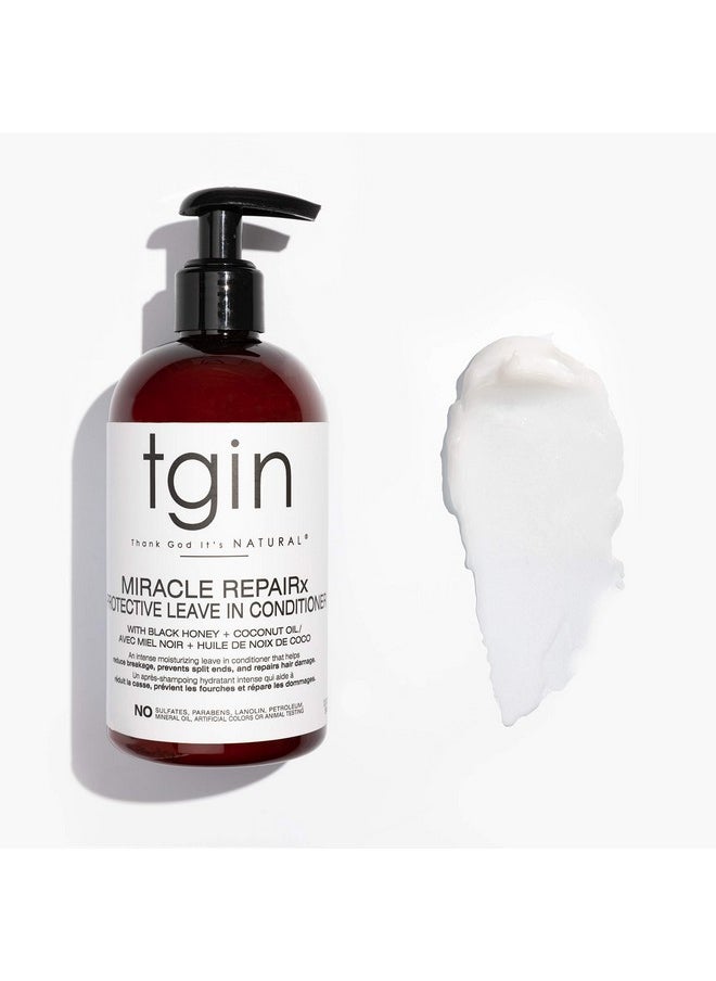 tgin Miracle RepaiRx Protective Leave In Conditioner for Curly, Coily, and Wavy Hair, with Biotin and Black Castor Oil, Repairs and Restores Damaged, Color-Treated Hair, 13 oz
