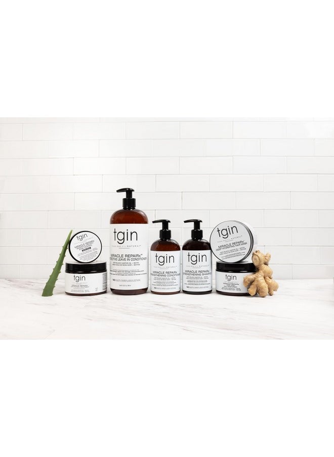 tgin Miracle RepaiRx Protective Leave In Conditioner for Curly, Coily, and Wavy Hair, with Biotin and Black Castor Oil, Repairs and Restores Damaged, Color-Treated Hair, 13 oz