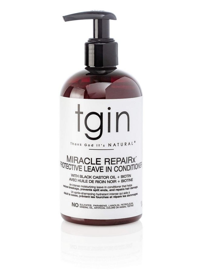 tgin Miracle RepaiRx Protective Leave In Conditioner for Curly, Coily, and Wavy Hair, with Biotin and Black Castor Oil, Repairs and Restores Damaged, Color-Treated Hair, 13 oz