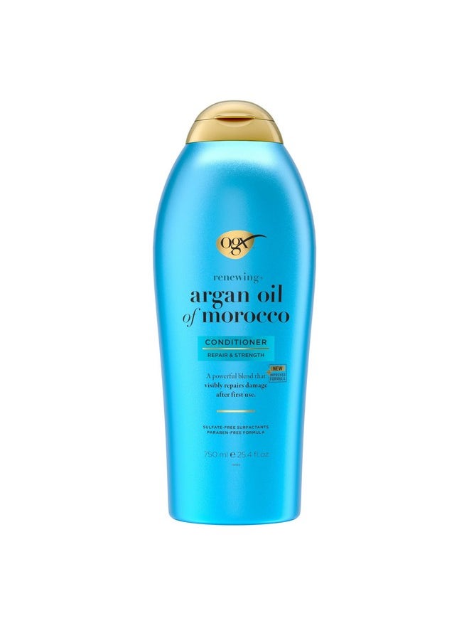 OGX Renewing Argan Oil of Morocco Conditioner, 25.4 fl. oz - Repair Conditioner for Dry, Damaged Hair, Paraben-Free, Sulfate-Free Surfactants, Strengthen & Repair with LipiPro Shield Technology