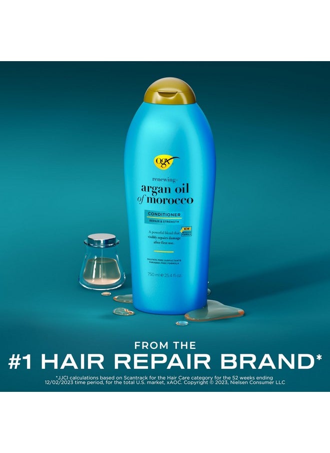 OGX Renewing Argan Oil of Morocco Conditioner, 25.4 fl. oz - Repair Conditioner for Dry, Damaged Hair, Paraben-Free, Sulfate-Free Surfactants, Strengthen & Repair with LipiPro Shield Technology