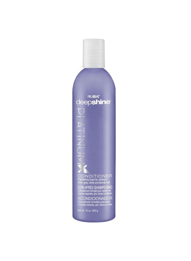 RUSK RUSK Deepshine Platinum Conditioner, 12 Oz, Gentle Conditioner Eliminates Brassiness, Brightening Boost for Platinum, Silver, Gray, White, and Blonde Hair, 1 ct.