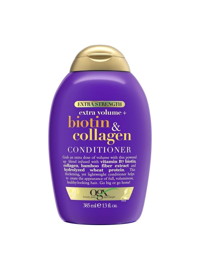 OGX Extra Strength Biotin and Collagen Conditioner, 13 fl oz, Sulfate-Free, Thicker, Fuller Hair