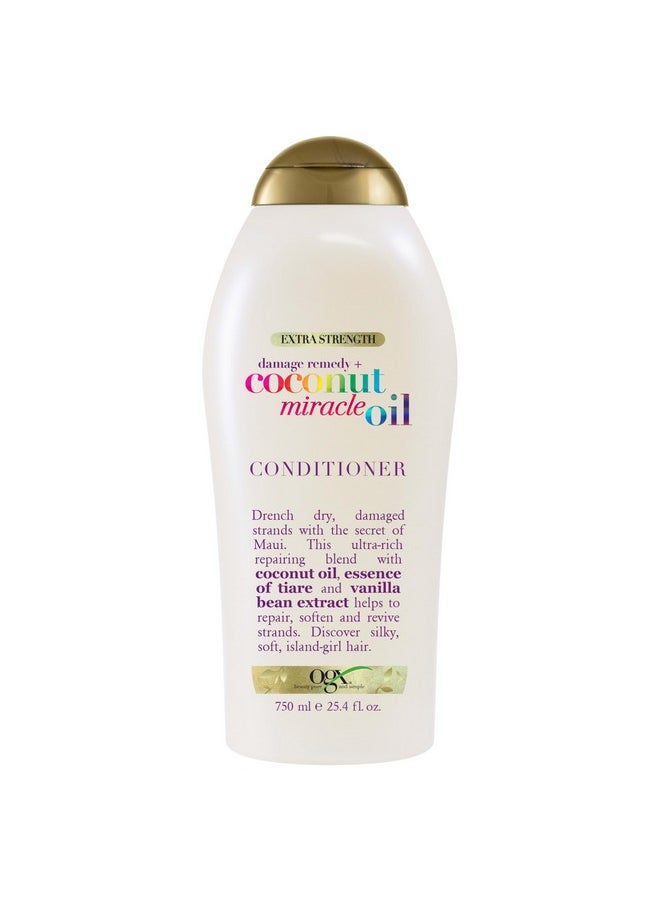 OGX Extra Strength Damage Remedy + Coconut Miracle Oil Conditioner for Dry, Frizzy or Coarse Hair, Hydrating & Flyaway Taming Conditioner, Paraben-Free, Sulfate-Free Surfactants, 25.4 Fl Oz