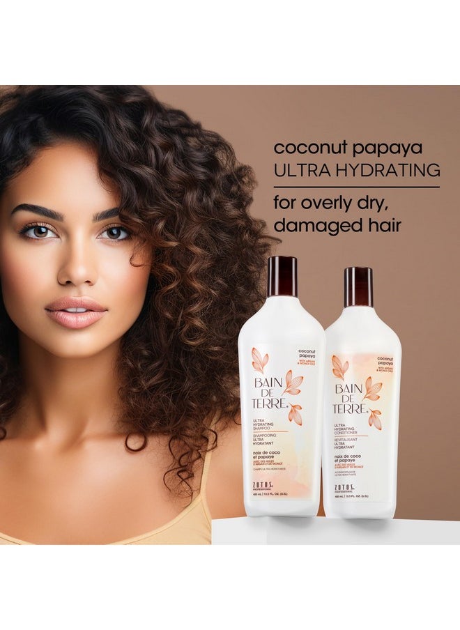 Bain de Terre Coconut Papaya Ultra Hydrating Conditioner, Moisture Quench for Dry, Damaged Hair, with Argan & Monoi Oils, Paraben-Free, Color-Safe, Vegan, 33.8 Fl Oz