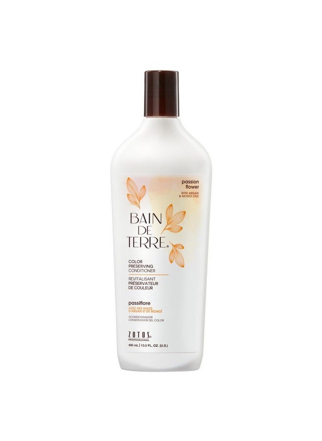 Bain de Terre Passion Flower Color Preserving Conditioner, Luxurious Hydration for Vibrant Color & Protection from Fading, with Argan & Monoi Oils, Paraben-free, Vegan, 13.5 Fl Oz