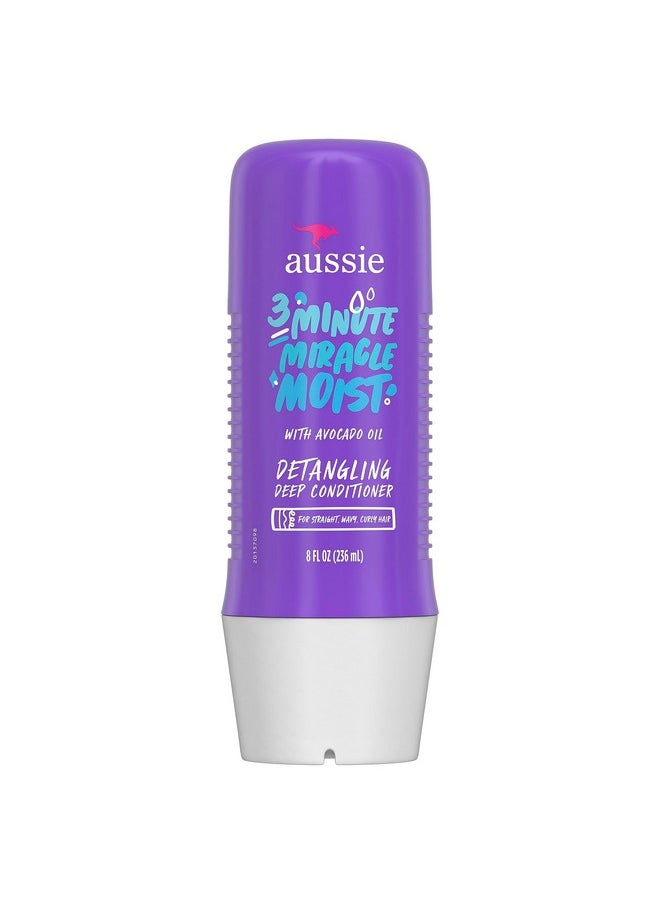 Aussie 3 Minute Miracle Moist Detangling Deep Conditioner Treatment with Avocado Oil, 8 fl oz, Paraben and Sulfate Free