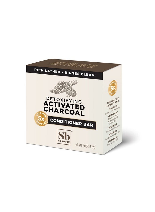 Soapbox Hair Conditioner Bar with Activated Charcoal to Detox & Refresh Dry, Damaged Hair - 2oz Solid Conditioner, Low Plastic, Vegan, Sulfate & Paraben Free Hair Care