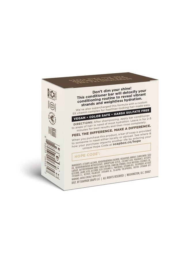 Soapbox Hair Conditioner Bar with Activated Charcoal to Detox & Refresh Dry, Damaged Hair - 2oz Solid Conditioner, Low Plastic, Vegan, Sulfate & Paraben Free Hair Care