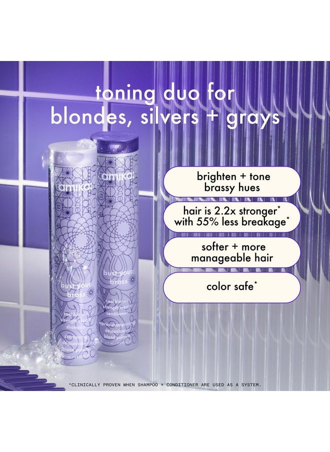 amika bust your brass cool blonde strength repair conditioner, 275ml