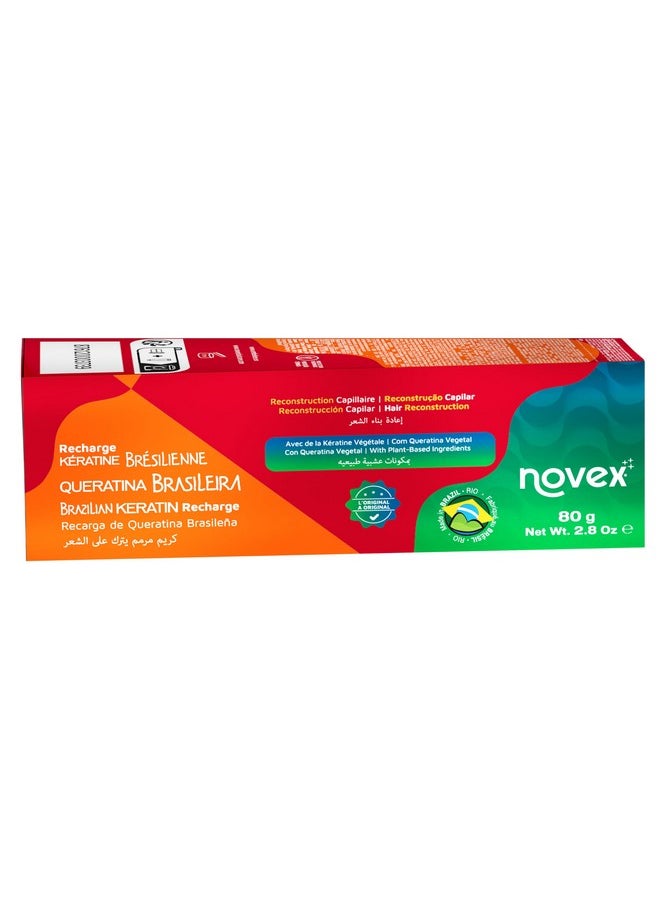 Novex Keratin Recharge Leave In Conditioner, Reconstructive Keratin, Frizz Control and Damage Repair, 2.8 Oz