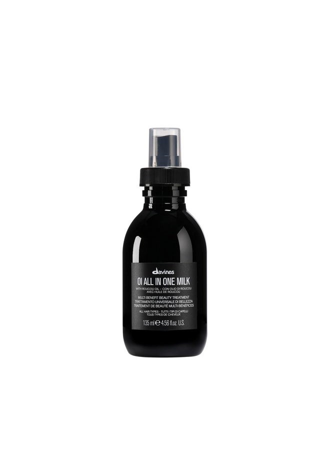Davines OI All in One Milk | Hair Milk Spray | Powerful Hair Detangler + Heat Protection | Smoothes Frizzy Hair | 4.56 Fl Oz
