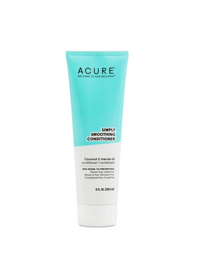 Acure Simply Smoothing Conditioner - & Marula Oil | 100% Vegan | Performance Driven Hair Care | Smooths & Reduces Frizz | White/Blue, Coconut Water, 8 Fl.Oz
