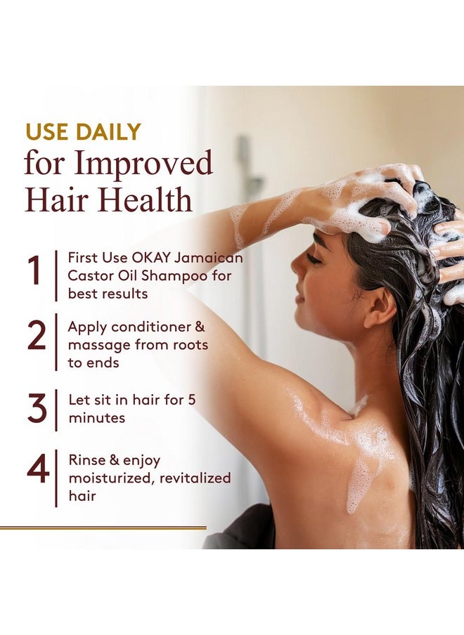 OKAY | Black Jamaican Castor Oil Conditioner | For All Hair Types & Textures | Revive - Moisturize - Grow Healthy Hair | with Argan Oil & Shea Butter | Free Of Parabens, Silicones, Sulfates , PALE YELLOW , 12 Oz