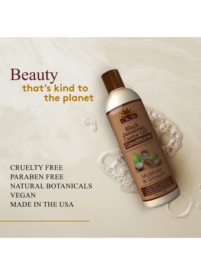 OKAY | Black Jamaican Castor Oil Conditioner | For All Hair Types & Textures | Revive - Moisturize - Grow Healthy Hair | with Argan Oil & Shea Butter | Free Of Parabens, Silicones, Sulfates , PALE YELLOW , 12 Oz