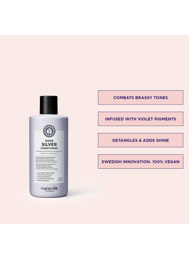 Maria Nila Sheer Silver, Conditioner 10.1 Fl Oz, Neutralizes Golden Shades, Violet Pigments Gives Cool Tone, 100% Vegan & Sulfate/Paraben free
