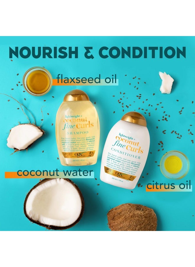 OGX Lightweight + Coconut Fine Curls Conditioner, Lightweight, Coconut Water Conditioner, 13 Fl Oz