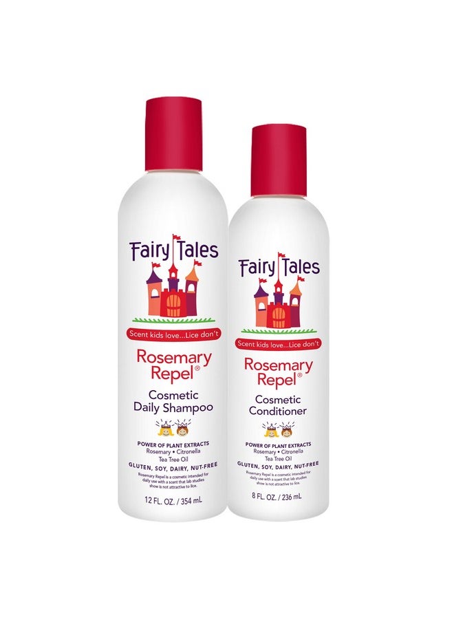Fairy Tales Rosemary Repel Shampoo, 12 fl oz. and Conditioner, 8 fl oz. Duo Kids Like the Smell, Lice Do Not