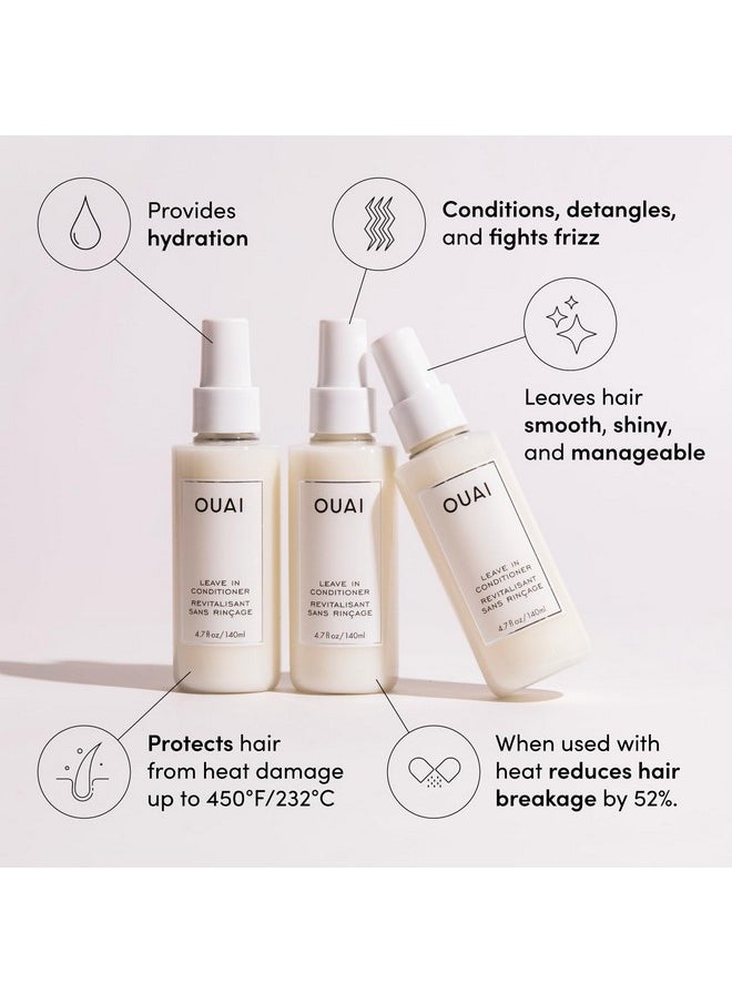 OUAI Leave In Conditioner & Heat Protectant Spray - Prime Hair for Style, Smooth Flyaways, Add Shine and Use as Detangling Spray - No Parabens, Sulfates or Phthalates (4.7 oz)