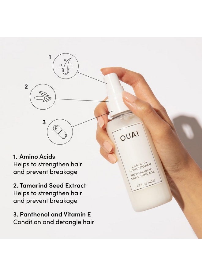 OUAI Leave In Conditioner & Heat Protectant Spray - Prime Hair for Style, Smooth Flyaways, Add Shine and Use as Detangling Spray - No Parabens, Sulfates or Phthalates (4.7 oz)