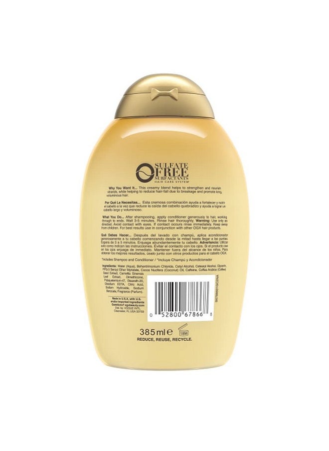 OGX Anti-Hair Fall + Coconut Caffeine Strengthening Conditioner with Caffeine, Coconut Oil & Coffee Extract, 13 Fl Oz