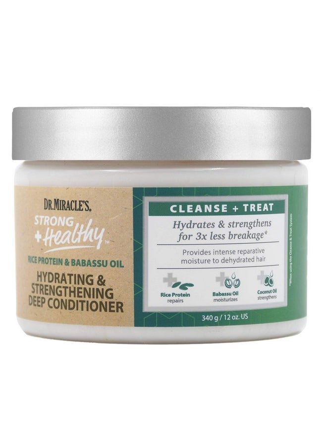 Dr. Miracle's Strong & Healthy Hydrating & Strengthening Deep Conditioner. Contains Coconut Oil to provide intense moisture and repair damaged hair.