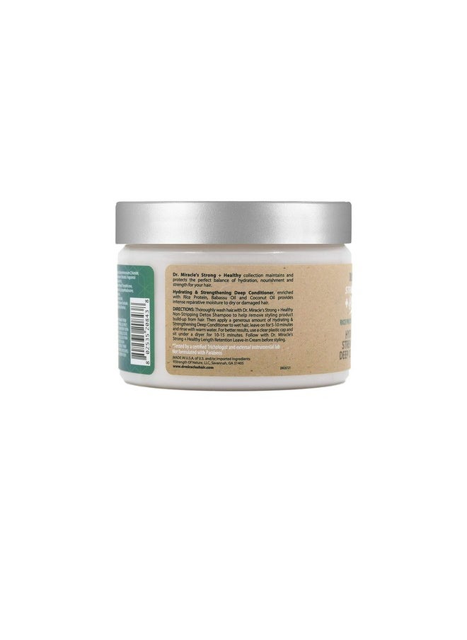 Dr. Miracle's Strong & Healthy Hydrating & Strengthening Deep Conditioner. Contains Coconut Oil to provide intense moisture and repair damaged hair.