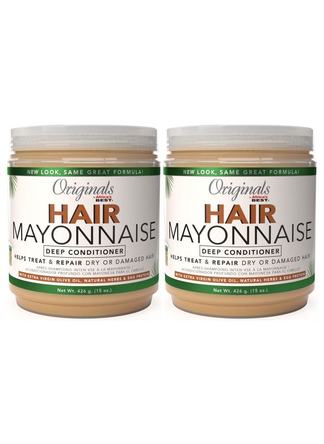 Originals By Africa's Best Hair Mayonnaise Conditioner - 2 Pack (15 oz Jars) - Enriched with Herbal Extracts, Egg Protein & Olive Oil for Deep Conditioning & Repair