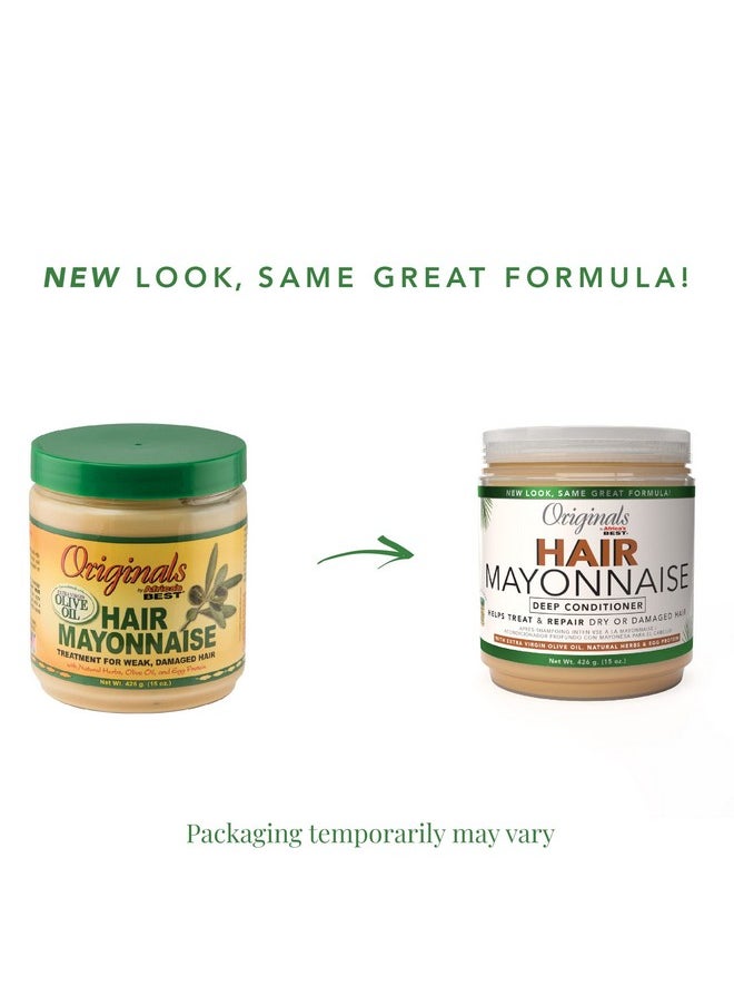 Originals By Africa's Best Hair Mayonnaise Conditioner - 2 Pack (15 oz Jars) - Enriched with Herbal Extracts, Egg Protein & Olive Oil for Deep Conditioning & Repair
