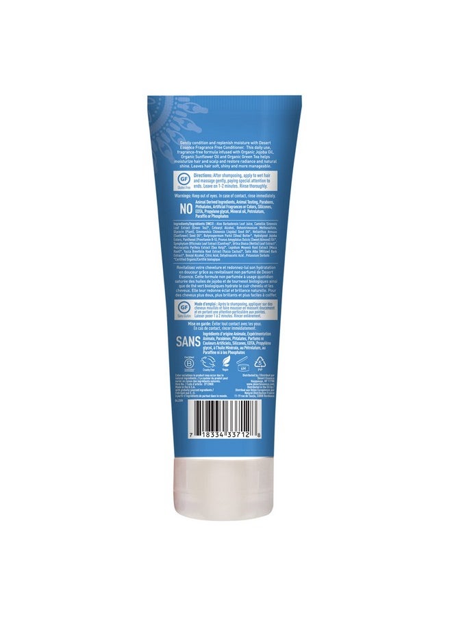 Desert Essence Fragrance Free Conditioner - Gentle, Organic Green Tea, Jojoba & Sunflower Oils - Paraben, Gluten & Cruelty-Free - Smooths & Softens Hair - No Oil Residue - For All Hair Types - 8 fl oz