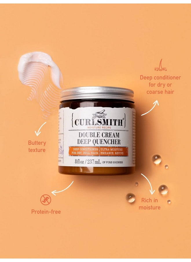 CURLSMITH - Double Cream Deep Quencher - Vegan Moisturising Deep Conditioner for Ultra Dry, Wavy, Curly or Coily Hair (8 oz / 227g)