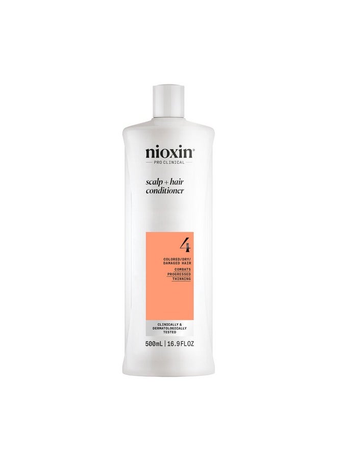 Nioxin System 4 Scalp + Hair Conditioner - Hair Thickening Conditioner for Damaged Hair with Progressed Thinning, 16.9 fl oz (Packaging May Vary)