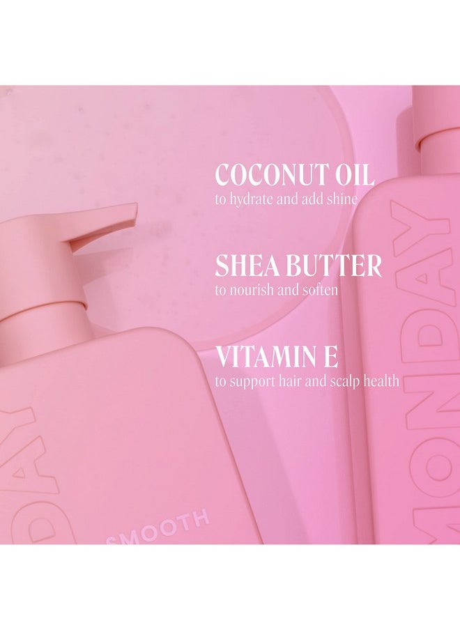 MONDAY HAIRCARE Smooth Conditioner 12oz for Frizzy, Coarse, and Curly Hair, Made from Coconut Oil, Shea Butter, & Vitamin E, 100% Recyclable Bottles (350ml), Pink (10433)