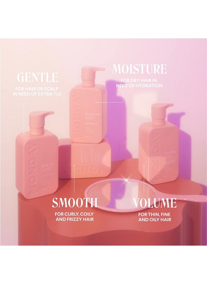 MONDAY HAIRCARE Smooth Conditioner 12oz for Frizzy, Coarse, and Curly Hair, Made from Coconut Oil, Shea Butter, & Vitamin E, 100% Recyclable Bottles (350ml), Pink (10433)