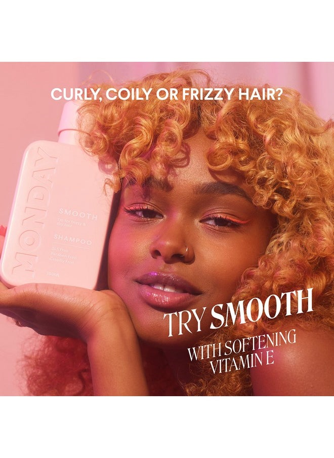 MONDAY HAIRCARE Smooth Conditioner 12oz for Frizzy, Coarse, and Curly Hair, Made from Coconut Oil, Shea Butter, & Vitamin E, 100% Recyclable Bottles (350ml), Pink (10433)