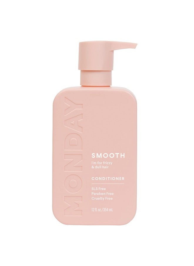 MONDAY HAIRCARE Smooth Conditioner 12oz for Frizzy, Coarse, and Curly Hair, Made from Coconut Oil, Shea Butter, & Vitamin E, 100% Recyclable Bottles (350ml), Pink (10433)