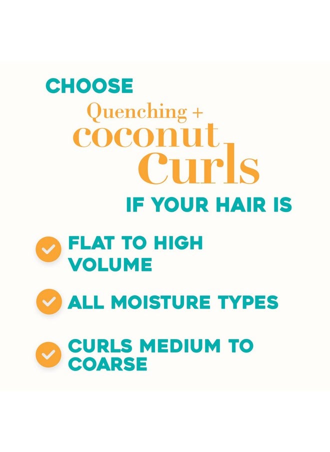 OGX Quenching + Coconut Curls Curl-Defining Conditioner, Nourishing Curly Hair Conditioner with Coconut /Citrus Oil & Honey, Paraben-Free with Sulfate-Free Surfactants, 13oz