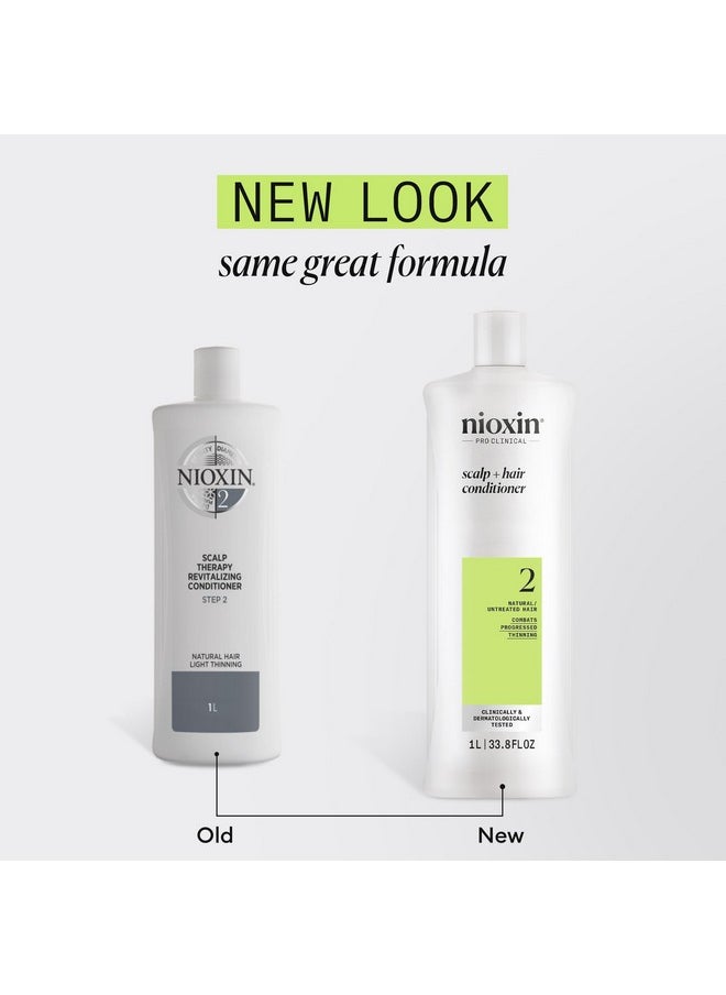 Nioxin Scalp + Hair Thickening System 2 Conditioner, For Natural Hair with Progressed Thinning, 33.8 fl oz (Packaging May Vary)