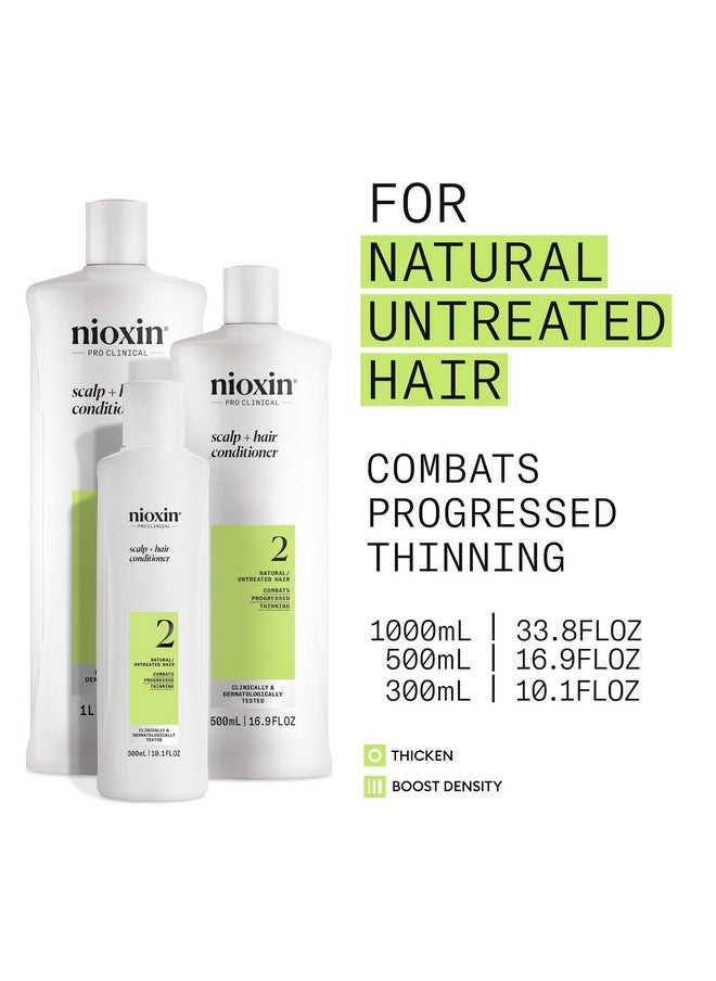 Nioxin Scalp + Hair Thickening System 2 Conditioner, For Natural Hair with Progressed Thinning, 33.8 fl oz (Packaging May Vary)
