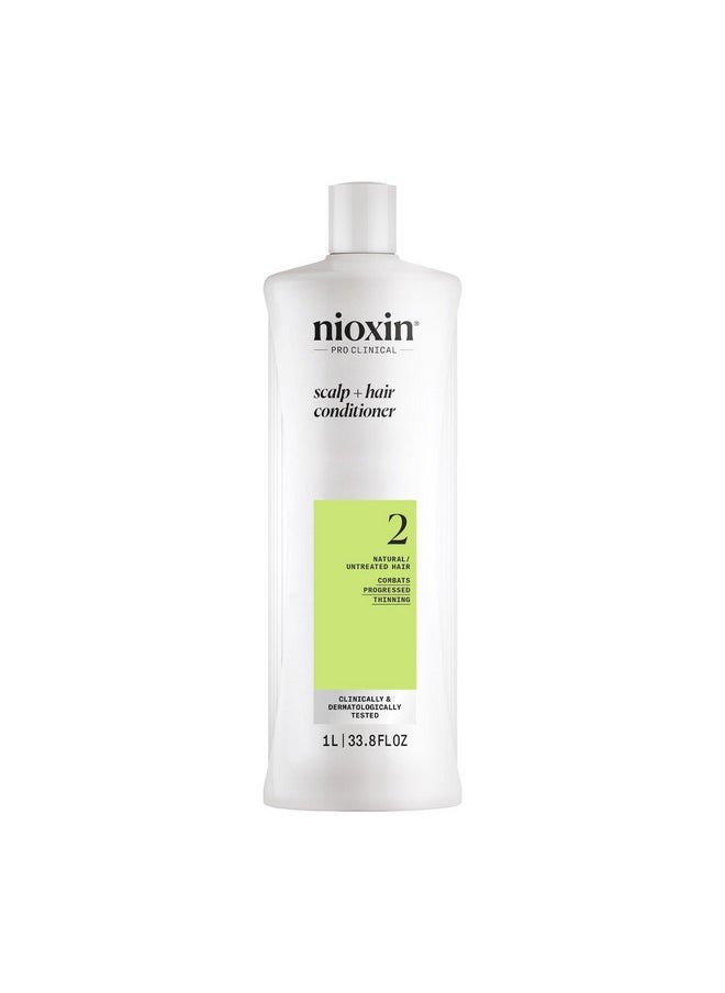 Nioxin Scalp + Hair Thickening System 2 Conditioner, For Natural Hair with Progressed Thinning, 33.8 fl oz (Packaging May Vary)
