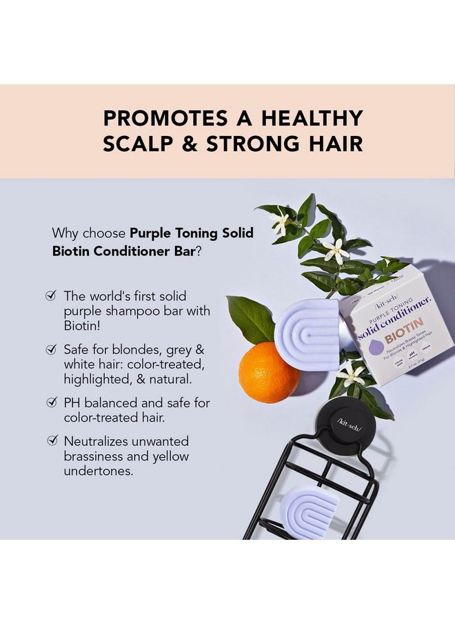 Kitsch Purple Conditioner Bar for Treated & Grey Hair, 2.7oz - Made in US, Toning Purple Bar Conditioner for Blonde, Grey & White Hair, Removes Brass & Yellow Undertones, Paraben Free