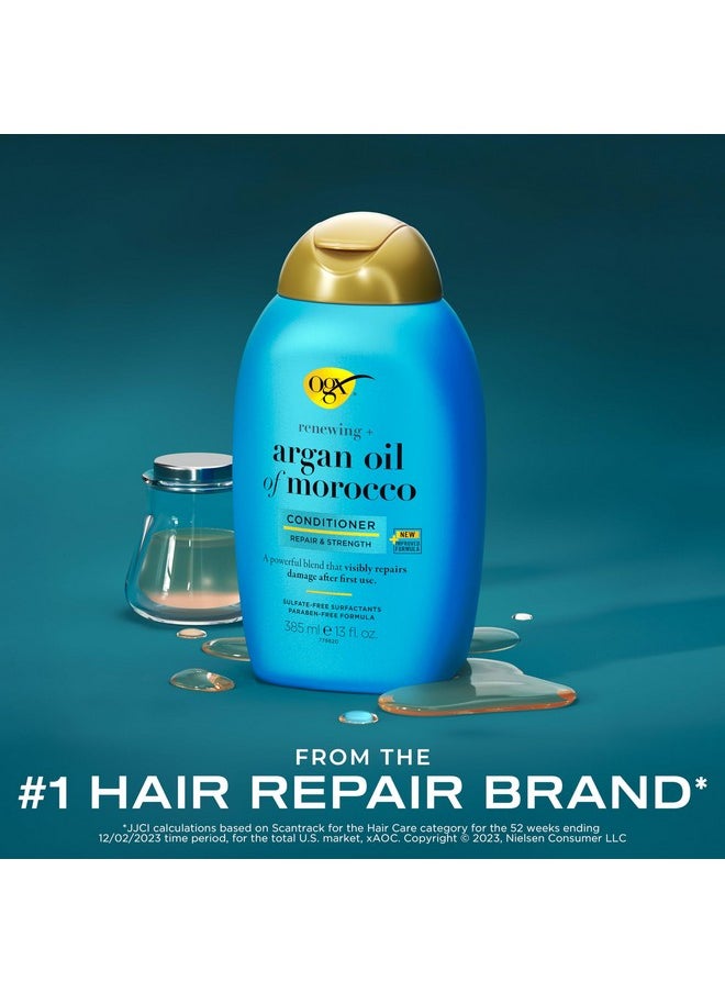 OGX Renewing + Argan Oil of Morocco Conditioner, 13 fl. oz - Repairs Dry, Damaged Hair, Paraben-Free, Sulfate-Free Surfactants, LipiPro Shield Technology, Citrus-Fresh Scent