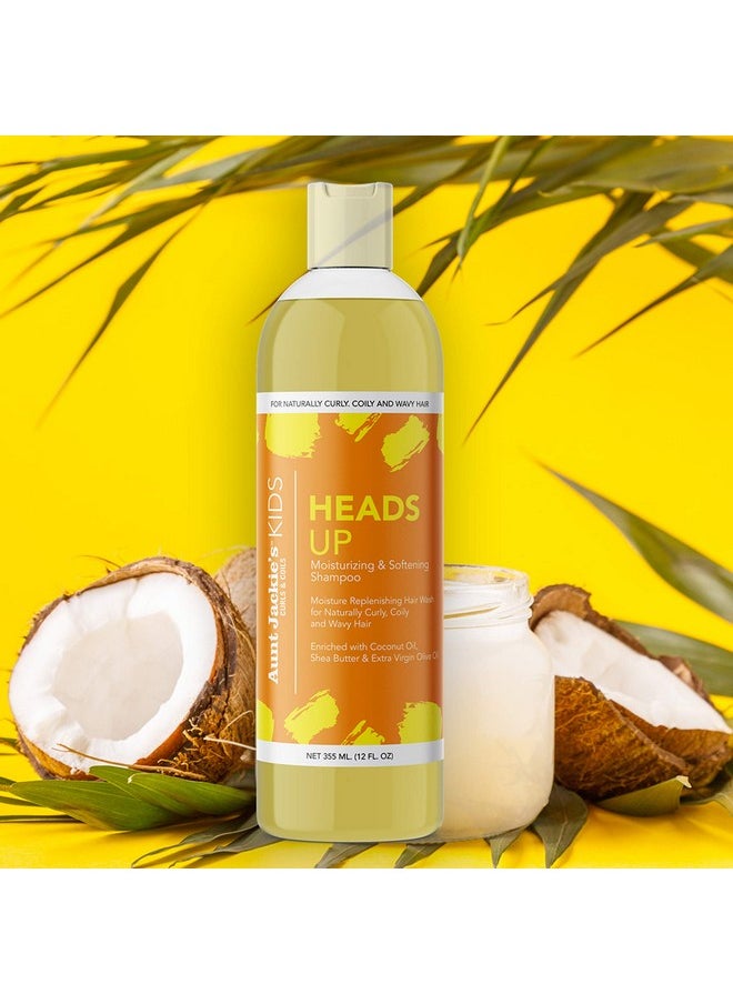 Aunt Jackie's Kids Heads Up Moisturizing and Hair Softening Shampoo for Naturally Curly, Coily and Wavy Hair, 12 oz