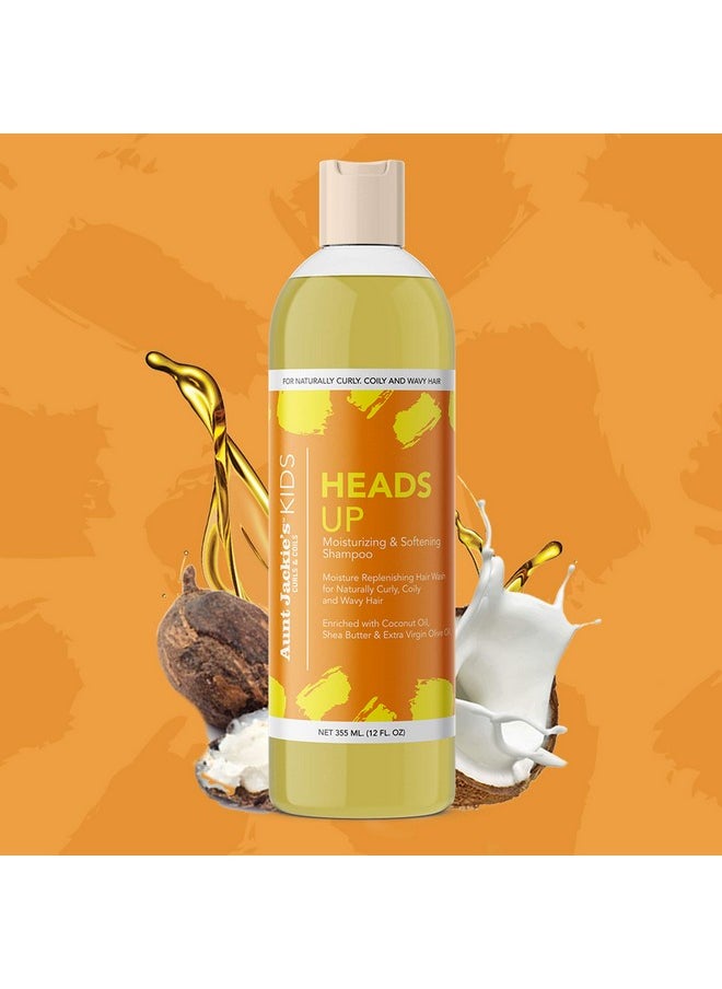 Aunt Jackie's Kids Heads Up Moisturizing and Hair Softening Shampoo for Naturally Curly, Coily and Wavy Hair, 12 oz