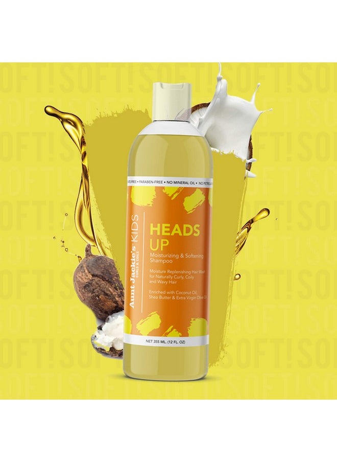 Aunt Jackie's Kids Heads Up Moisturizing and Hair Softening Shampoo for Naturally Curly, Coily and Wavy Hair, 12 oz